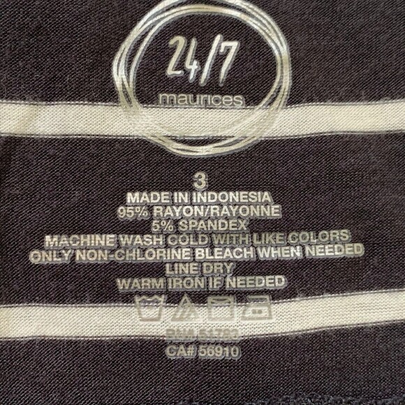 Maurices 24/7 Mini Shift A-line Dress Tunic Women 3XL B&W Stripe Detail Shoulder - Picture 10 of 11